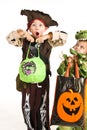 Adorable kids playing trick or treat