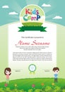 Adorable kids summer camp diploma