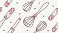 Adorable Kitchen Tools Pattern, Baking and Cooking Motifs, Fun, vector design Generative AI Royalty Free Stock Photo