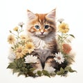 Adorable Kitten Amongst Blooms: A Whimsical Garden Tale