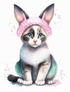 Adorable kitten dressed as a bunny rabbit for Easter with big bunny ears. Royalty Free Stock Photo