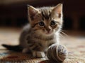 A playful kitten chasing a ball of yarn created with Generative AI