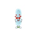 An adorable klebsiella pneumoniae cartoon mascot style with a falling in love face