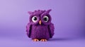 High Resolution Knitted Owl Toy On Purple Background