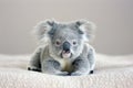 An adorable koala bear nestled in soft bedding