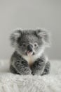 An adorable koala bear nestled in soft bedding