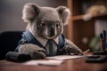 Corporate Cutie Adorable Koala Businessman Takes Over the Office in AwardWinning Pet Photography Royalty Free Stock Photo