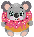 Adorable koala inside a delicious donut