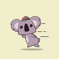 Adorable Koala Running Fast Sport Animal Zoo Flat Cartoon Character