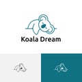 Adorable Koala Sleeping Dreaming Marsupial Animal Line Logo