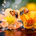 Two ladybugs on a flower