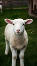 Adorable lamb exuding charm and innocence in farmyard setting