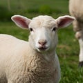 Adorable lamb exuding charm and innocence in farmyard setting