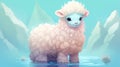 Sweet lamb with pastel color palette.