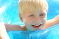 Adorable Laughing Blonde Kid Playing in Swimming Pool