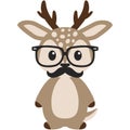 Hipster Nerdy Geeky Woodland Deer Illustration Royalty Free Stock Photo