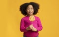 Adorable Little African American Girl With Lollipop Candy In Hands Royalty Free Stock Photo