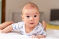 Adorable little baby boy during tummy time Royalty Free Stock Photo