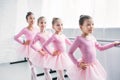 adorable little ballerinas practicing ballet