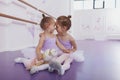 Two adorable little ballerinas at dance class Royalty Free Stock Photo