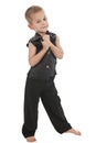 Adorable little boy pretending to be a rockstar Royalty Free Stock Photo