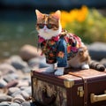 Adorable little calico cat who moonlights as a photographer Generative AI