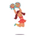 Adorable Little Cheerleader, Donning A Vibrant Uniform, With Pompoms In Hand, Radiates Joy And Innocence