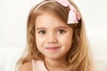 Adorable little child girl face closeup portrait