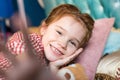 adorable little child with teddy bear smiling Royalty Free Stock Photo