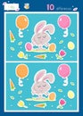 Adorable little easter bunny and easter eggs - Find 10 differences