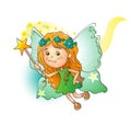 Adorable little fairy with a magic wand