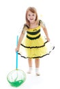 Adorable little girl with a butterfly net for Royalty Free Stock Photo