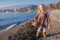 Adorable little girl with butterfly wings running Royalty Free Stock Photo