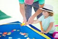 Adorable little girl fishing. Royalty Free Stock Photo