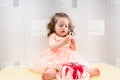 Adorable little girl getting herself messy Royalty Free Stock Photo