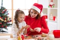 Adorable little girl and mother baking Christmas cookies Royalty Free Stock Photo