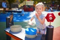 Adorable little girl on playground on a sunny day Royalty Free Stock Photo