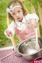 Adorable Little Girl Playing Chef Cooking Royalty Free Stock Photo