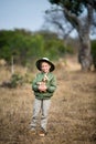 Little girl on safari Royalty Free Stock Photo