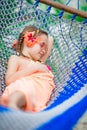 Adorable little girl on summer vacation sleeping in hammock Royalty Free Stock Photo