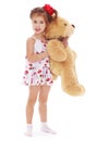 Adorable little girl teddy bear in hand Royalty Free Stock Photo