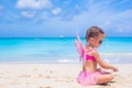 Adorable little girl with wings like butterfly on Royalty Free Stock Photo