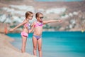 Adorable little girls enjoy summer beach vacation Royalty Free Stock Photo