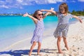 Adorable little girls enjoying summer beach Royalty Free Stock Photo