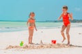 Adorable little girls during summer vacation on the beach Royalty Free Stock Photo