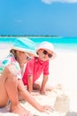 Adorable little girls during summer vacation on the beach Royalty Free Stock Photo