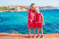 Adorable little girls at tropical beach during summer vacation Royalty Free Stock Photo