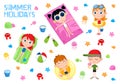 Summer holidays - Adorable sticker set - Kids and beach party elements Royalty Free Stock Photo