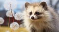 Adorable little raccoon animal portrait with space for custom text or design element Royalty Free Stock Photo