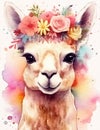 Adorable llama in floral crown